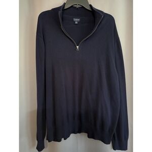 J. Crew Navy Blue 100% Cotton 1/4 Zip Pullover Sweater Size XXL